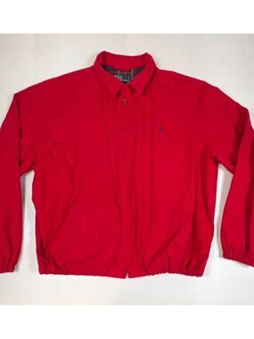 Vintage Polo Ralph Lauren Red Harrington Jacket XL Plaid Lined Bi-Swing 90s Pony